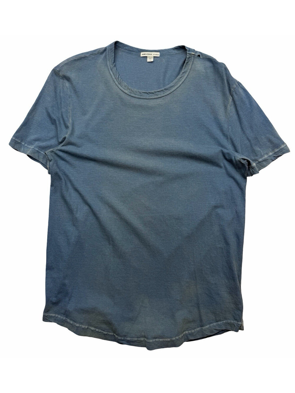 James Perse Standard Clear Jersey Crew T-Shirt Distressed Blue Size 1 | S